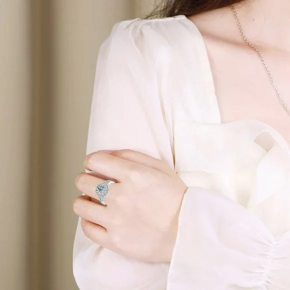 Certified 1ct. t.w. Moissanite Diamond Square Halo Wedding Engagement Ring NEW - Picture 4 of 13